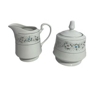 Vintage Sugar/Creamer Set Sango Garden Flower China Set 8112 White‎ & Flowers